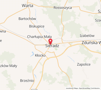 Map of Sieradz, Łódź Voivodeship