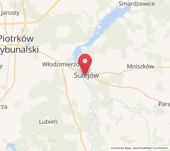 Map of Sulejów, Łódź Voivodeship