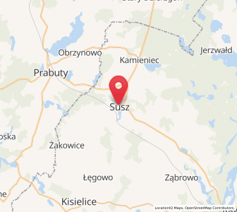 Map of Susz, Warmia-Masuria