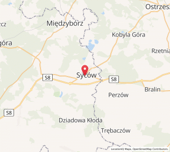 Map of Syców, Lower Silesia