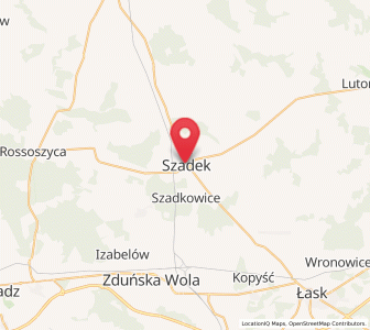 Map of Szadek, Łódź Voivodeship