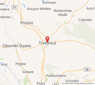 Map of Trzebnica, Lower Silesia