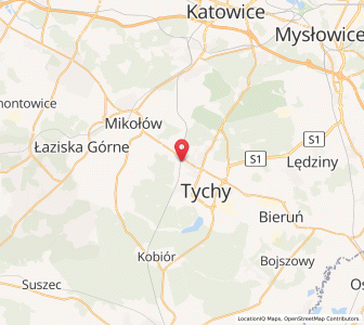 Map of Tychy, Silesia