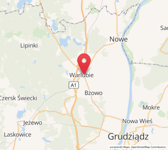 Map of Warlubie, Kujawsko-Pomorskie