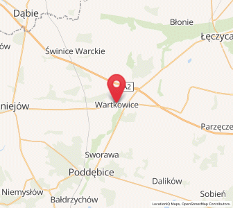 Map of Wartkowice, Łódź Voivodeship