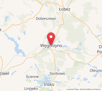 Map of Węgorzyno, West Pomerania