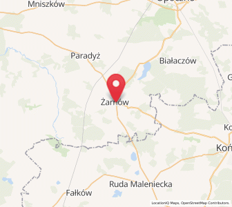 Map of Żarnów, Łódź Voivodeship