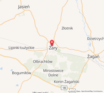 Map of Żary, Lubusz