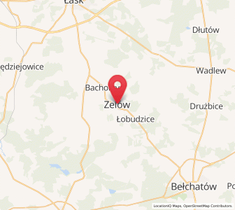 Map of Zelów, Łódź Voivodeship