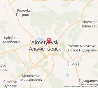 Map of Almetjewsk, Tatarstan Republic