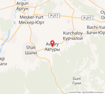 Map of Avtury, Chechnya