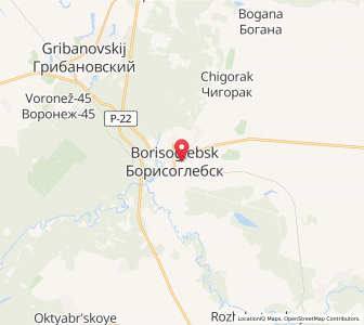 Map of Borissoglebsk, Voronezh Oblast