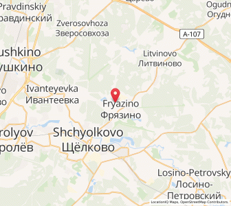Map of Fryazino, Moscow Oblast