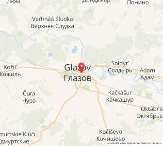 Map of Glasow, Udmurtiya Republic