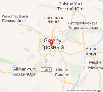 Map of Grosny, Chechnya