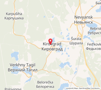 Map of Kirowgrad, Sverdlovsk Oblast