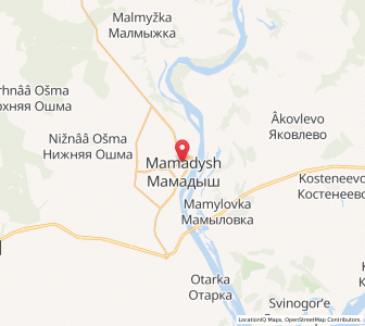 Map of Mamadysch, Tatarstan Republic