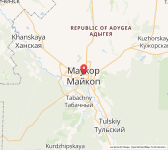 Map of Maikop, Adygeya Republic