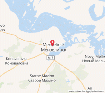 Map of Menselinsk, Tatarstan Republic