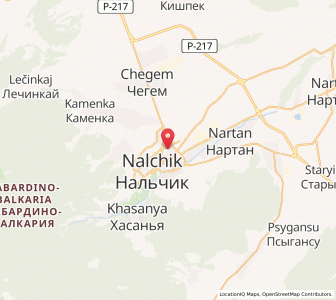 Map of Naltschik, Kabardino-Balkariya Republic