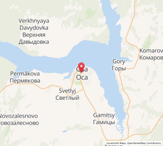 Map of Ossa, Perm Krai