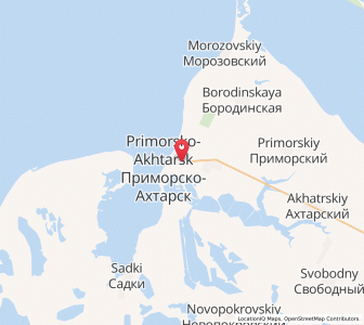 Map of Primorsko-Achtarsk, Krasnodar Krai