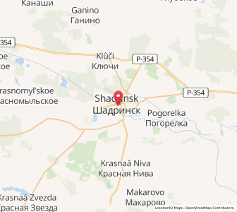 Map of Schadrinsk, Kurgan Oblast