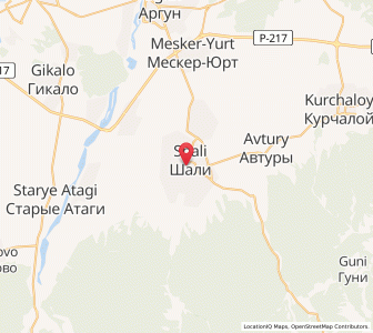 Map of Shali, Chechnya