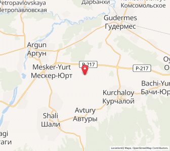 Map of Tsotsin-Yurt, Chechnya