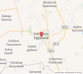 Map of Yefremov, Tula Oblast
