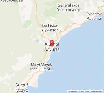 Map of Aluschta, Crimea