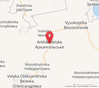 Map of Arkhanhelske, Kherson