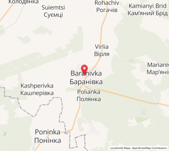 Map of Baraniwka, Zhytomyr