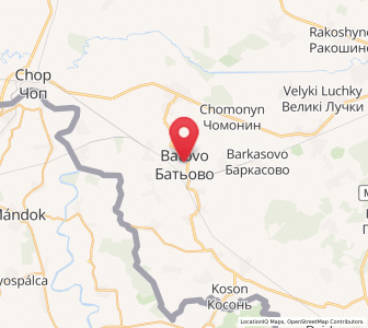 Map of Batjowo, Transcarpathia