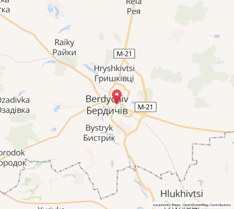 Map of Berdytschiw, Zhytomyr