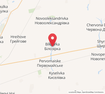 Map of Bilozirka, Mykolaiv