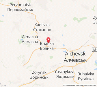 Map of Brjanka, Luhansk