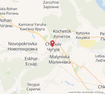 Map of Tschuhujiw, Kharkiv