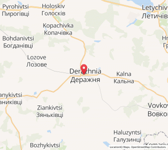 Map of Derazhnya, Khmelnytskyi
