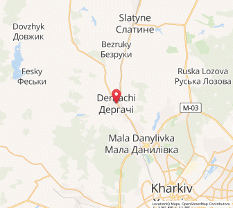 Map of Derhatschi, Kharkiv