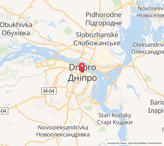 Map of Dnipro, Dnipropetrovsk