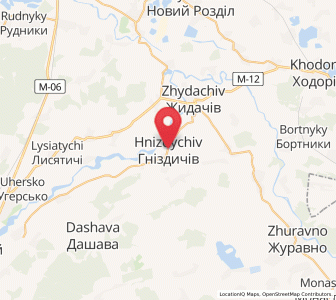Map of Hnizdychiv, Lviv