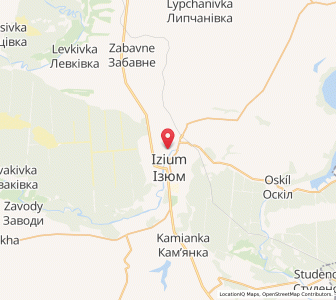 Map of Isjum, Kharkiv
