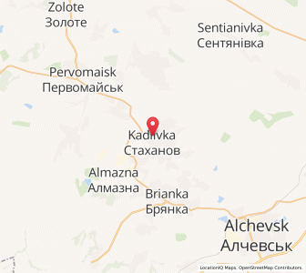 Map of Stachanow, Luhansk