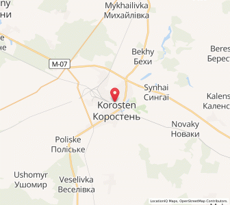 Map of Korosten, Zhytomyr