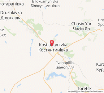 Map of Kostjantyniwka, Donetsk