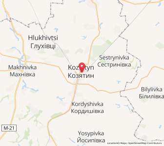 Map of Kosjatyn, Vinnytsia