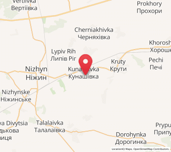 Map of Kunashëvka, Chernihiv