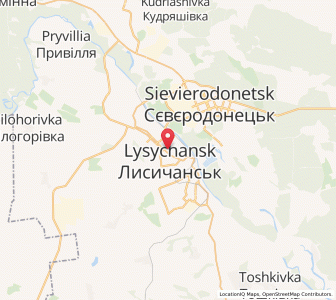 Map of Lysychansk, Luhansk