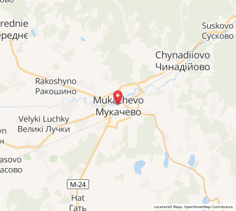 Map of Mukatschewo, Transcarpathia